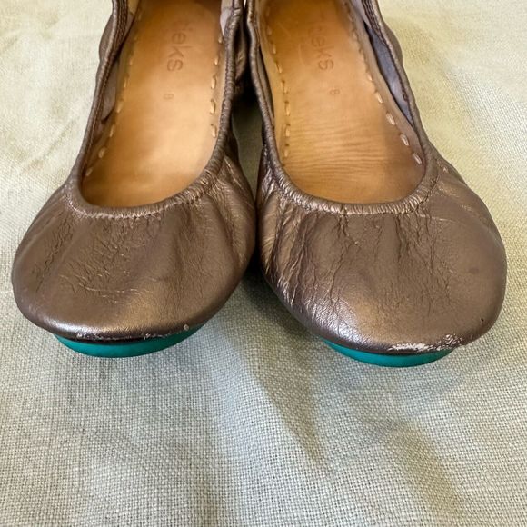 TIEKS by Gavrieli Metallic Bronze Leather Ballet Flats Foldable Slip On - Picture 2 of 10